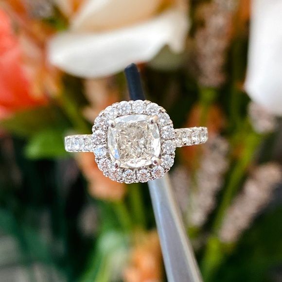 SOLD! Cushion Diamond Halo Engagement Ring S Kashi - Picture 9 of 11